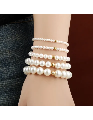 Giuno Perlen Armband creme goldfarbene Kugel 2...