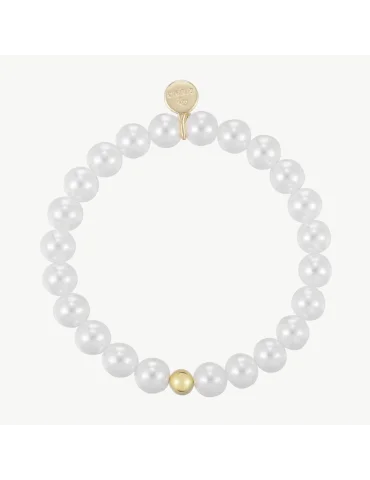 Perlenarmband 4 mm mit einer goldfarbenen Kugel