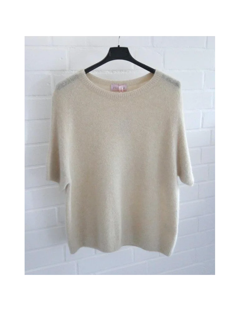 Kurzarm Pullover in Beige mit Rundhalsausschnitt