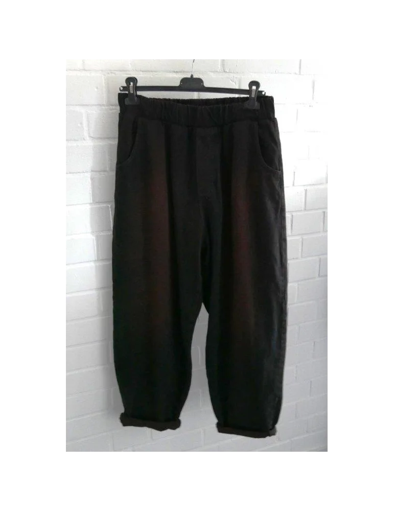Braun Schwarze Jeanshose mit Gummibund und umgeschlagenem Saum