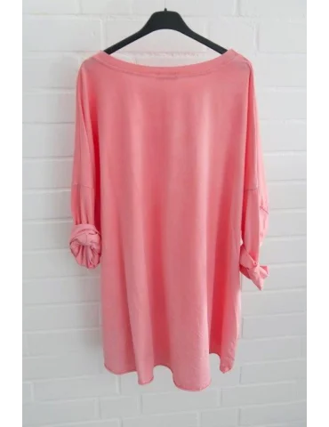 Lockeres korallefarbenes Longshirt mit weitem Schnitt