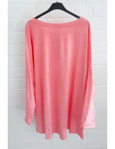 Lockeres korallefarbenes Longshirt mit weitem Schnitt