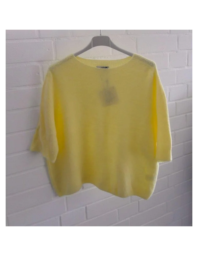 Hellgelber kurzarm Pullover mit Rundhalsausschnitt für Damen