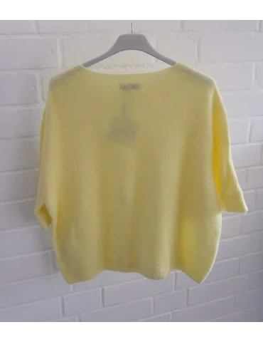 Flauschiger Kurzarm-Pullover in Hellgelb