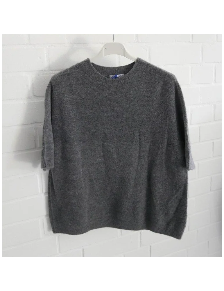 Grauere Damenpullover mit 3/4 Ärmel und Rundhalsausschnitt