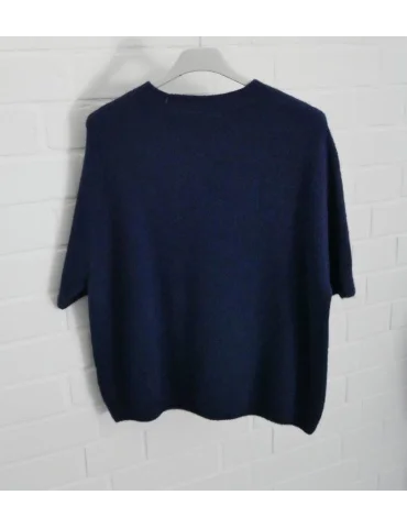 Flauschiger Kurzarm-Pullover in dunkelblau