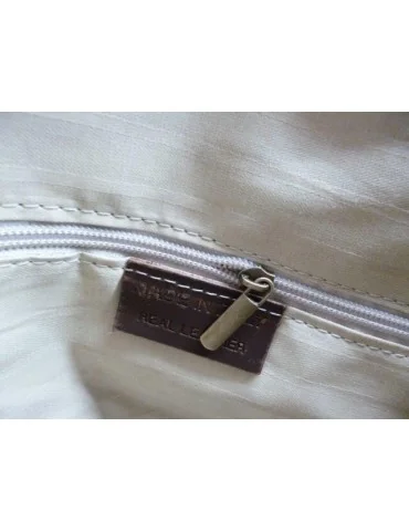Tasche Schultertasche Canvas Made in Italy rostbraun weiß Stern Ibiza Style