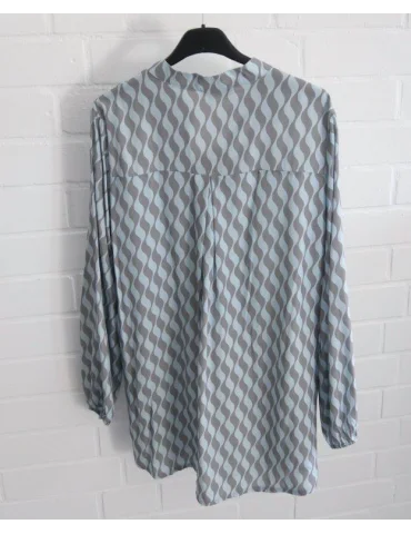 Gemusterte Tunika-Bluse Hellblau/Grau | Jetzt online kaufen