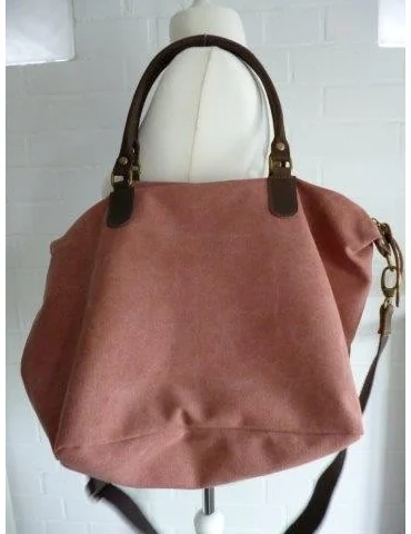 Tasche Schultertasche Canvas Made in Italy rostbraun weiß Stern Ibiza Style
