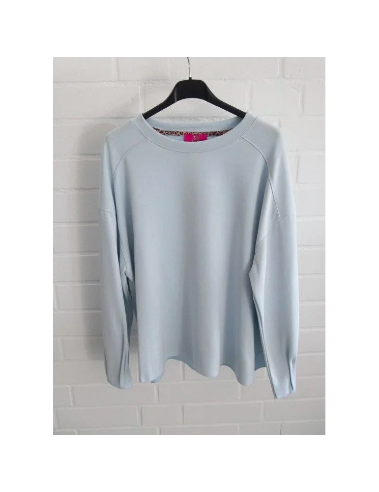 Eisblaues langarm Sweatshirt mit Rundhals und Ärmeldetails