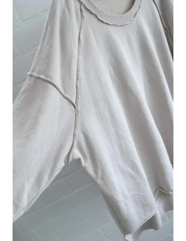 Ärmelansicht Beiges Oversized Sweatshirt mit Raglanärmeln und Raw Edges
