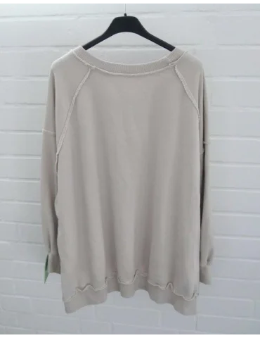 Rückansicht Beiges Oversized Sweatshirt mit Raglanärmeln und Raw Edges