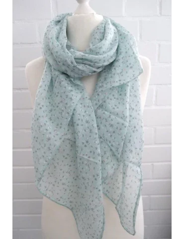 Schal Tuch Loop Made in Italy Seide Baumwolle mint bunt Streublumen S 278