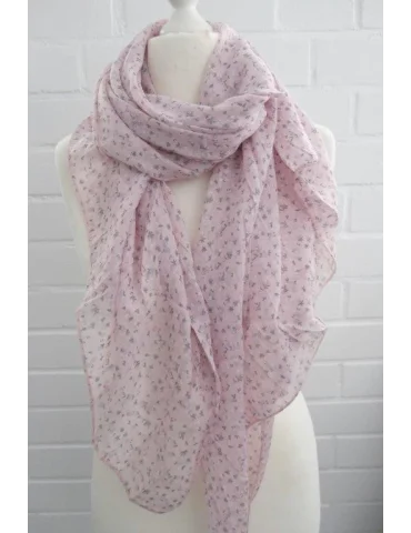 Schal Tuch Loop Made in Italy Seide Baumwolle rose bunt Streublumen S 278