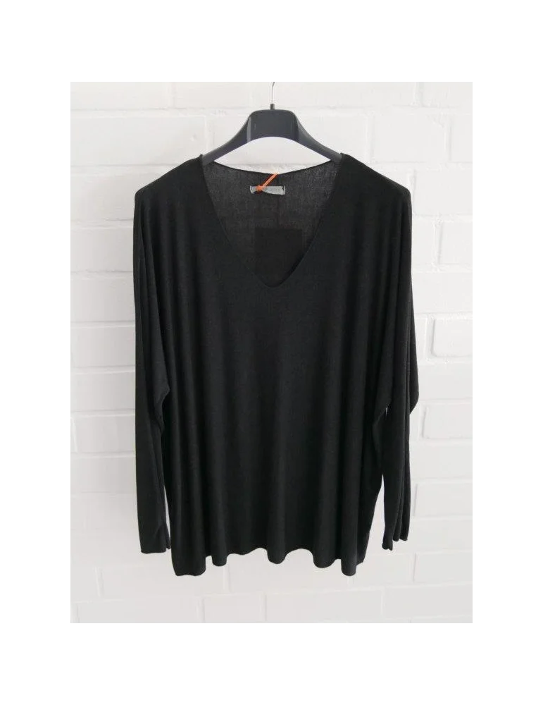 Schwarzes Longsleeve in Oversize mit V-Ausschnitt