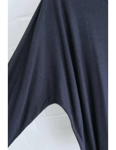 Damen Basic Shirt langarm dunkelblau matt uni mit Viskose Onesize ca. 38 - 46 100LA