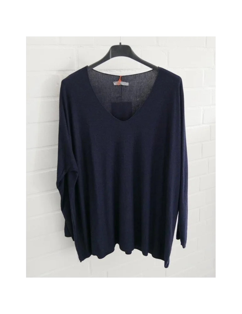 Dunkelblaues Longsleeve Oversize mit V-Ausschnitt