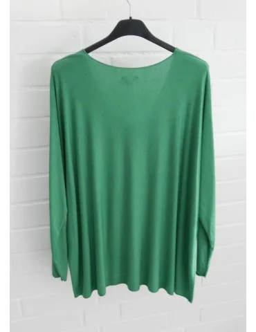 Rückansicht Langarm Oversize Shirt mit V-Ausschnitt