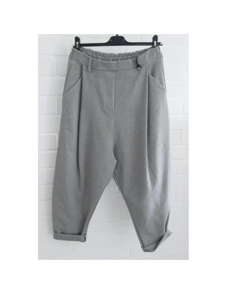 Baggyhose in hellgrau meliert mit weitem Bein
