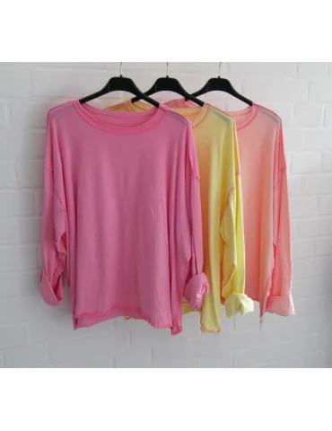 Damen Oversize Shirt langarm lachs Neon...