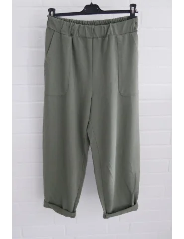 Olivgrüne Stoffhose mit elastischem Bund und lockerem Schnitt