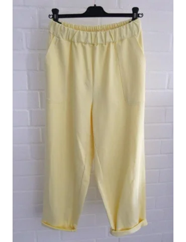 Gelbe Stoffhose mit elastischem Bund und lockerem Schnitt