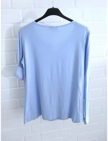 Hellblaues Henley Shirt V-Ausschnitt – stiltrend