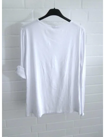 Weißes Henley Shirt V-Ausschnitt – stiltrend