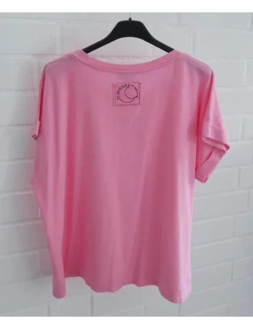 Rückansicht Hellgelbes Damen T-Shirt mit Rundhalsausschnitt auf schwarzem Kleiderbügel