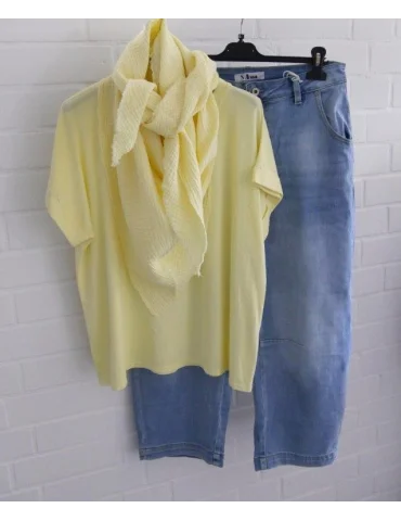 Hellgelbes Basic T-Shirt für Damen