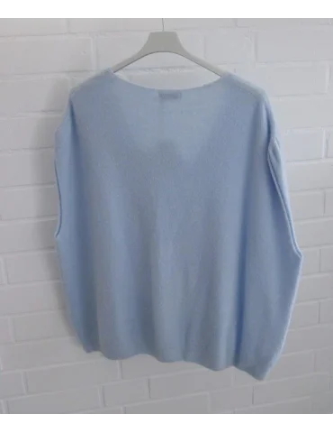 Damen Pullunder Plussize V-Ausschnitt hellblau mit Alpaka Onesize 38 - 46 AP2343