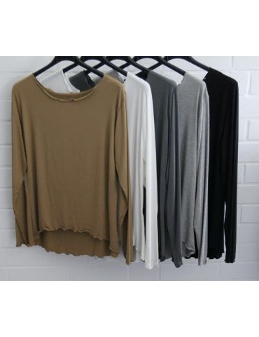 Damen Shirt langarm weiter gelb uni mit Viskose Wellen Onesize 38 - 42 8415V