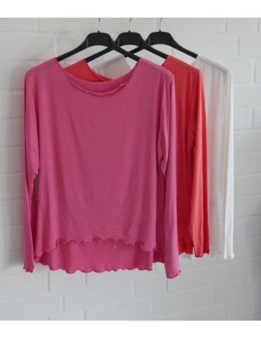 Damen Shirt langarm weiter gelb uni mit Viskose Wellen Onesize 38 - 42 8415V