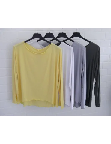 Damen Shirt langarm weiter gelb uni mit Viskose...