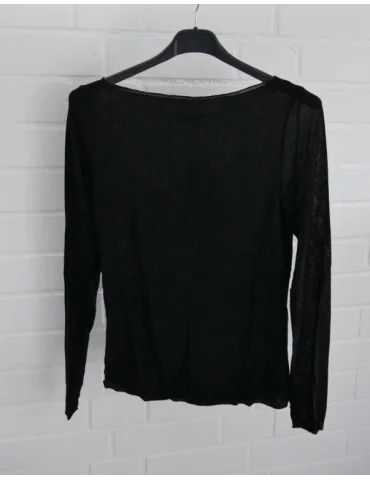 Schwarzes Longsleeve in durchsichtiger Ware mit Rundhalsausschnitt