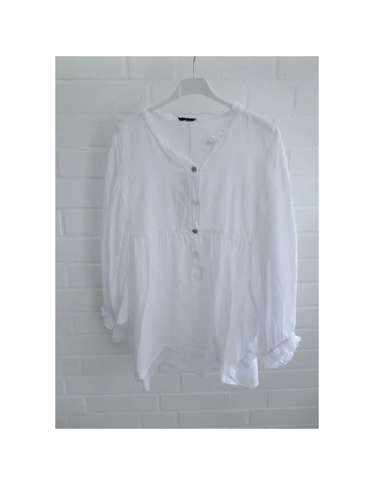 Transparente weiße Bluse mit 3/4 Fledermausärmel