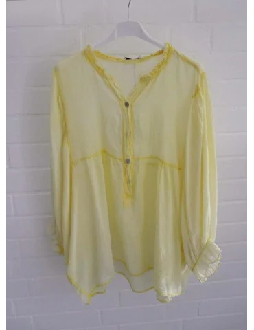 Transparente gelbe Bluse mit 3/4 Fledermausärmel