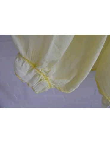 Damen Bluse 3/4 Fledermaus Ärmel gelb uni durchsichtig Baumwolle Onesize 38 - 42 69276