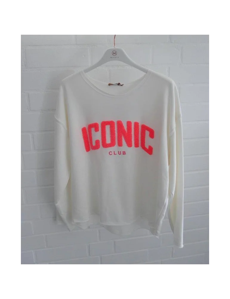 Weißes Langarmshirt mit ICONIC Schriftzug vorne