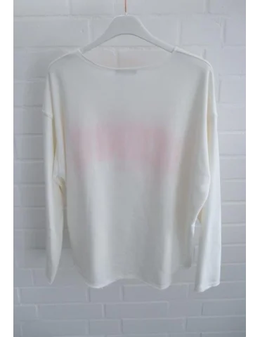 Rückansicht weißes Langarmshirt mit ICONIC Schriftzug vorne