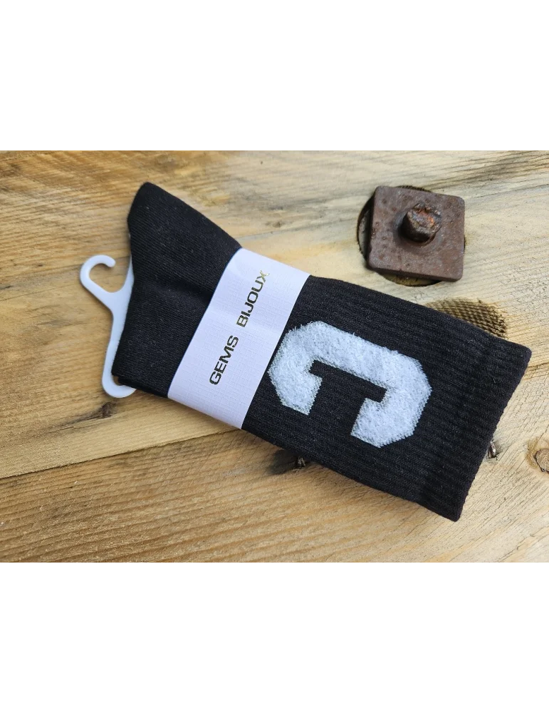 Schwarze Damen Socken mit weißem "C" als Beflockung