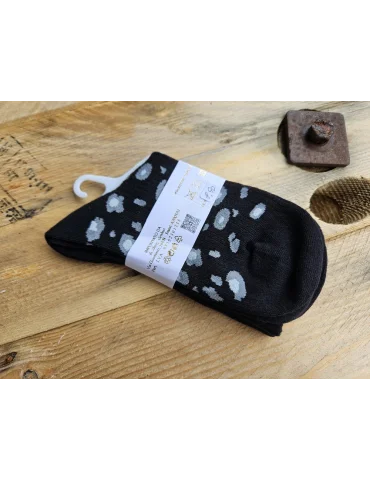 Damen Socken Strümpfe schwarz hellgrau weiß Leo mit Baumwolle Onesize 36 - 41 WZ112