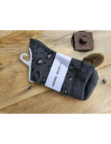Damen Socken Strümpfe anthrazit schwarz Leo mit Baumwolle Onesize 36 - 41 WZ112