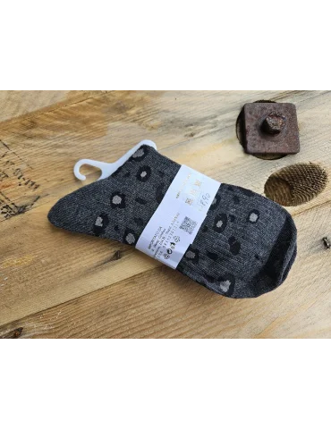 Damen Socken Strümpfe anthrazit schwarz Leo mit Baumwolle Onesize 36 - 41 WZ112