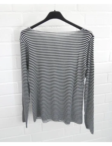 Dunkelblau weiß gestreiftes Longsleeve enger gschnitten