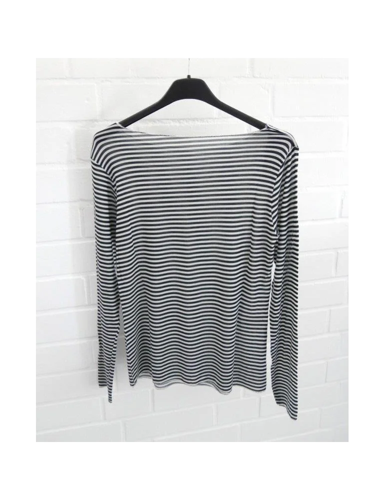 Dunkelblau weiß gestreiftes Longsleeve enger gschnitten