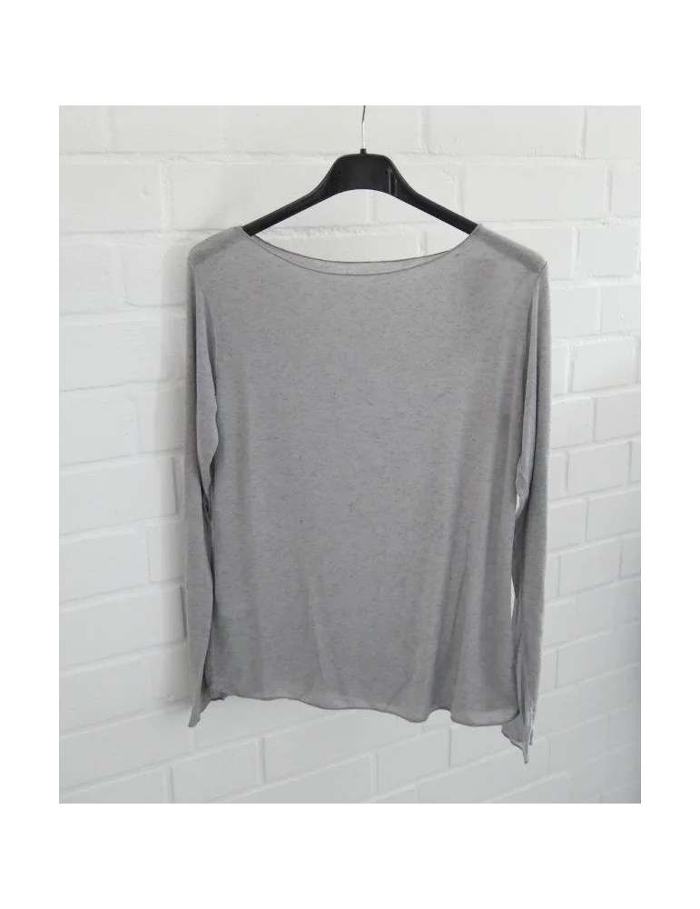 Grau meliertes Longsleeve mit Kaschmir enger geschnitten