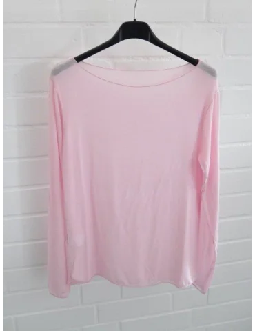 Rosefarbenes Longsleeve unifarben mit Kaschmir enger geschnitten