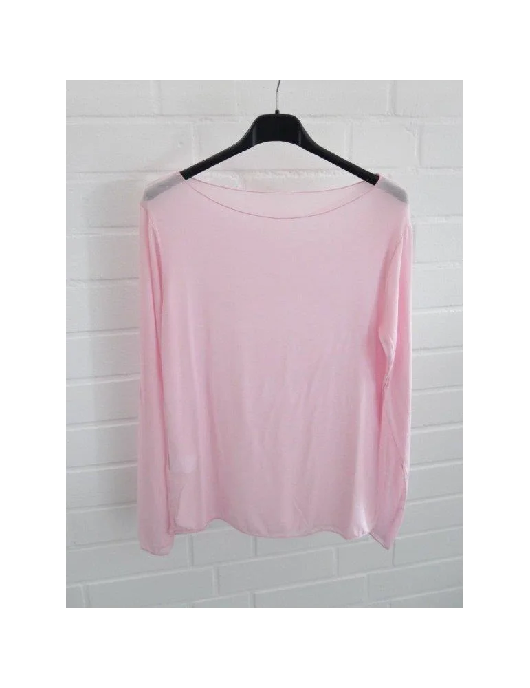 Rosefarbenes Longsleeve unifarben mit Kaschmir enger geschnitten