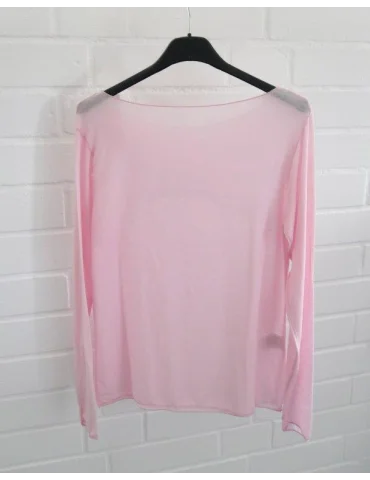 Rückansicht Rosefarbenes Longsleeve unifarben mit Kaschmir enger geschnitten